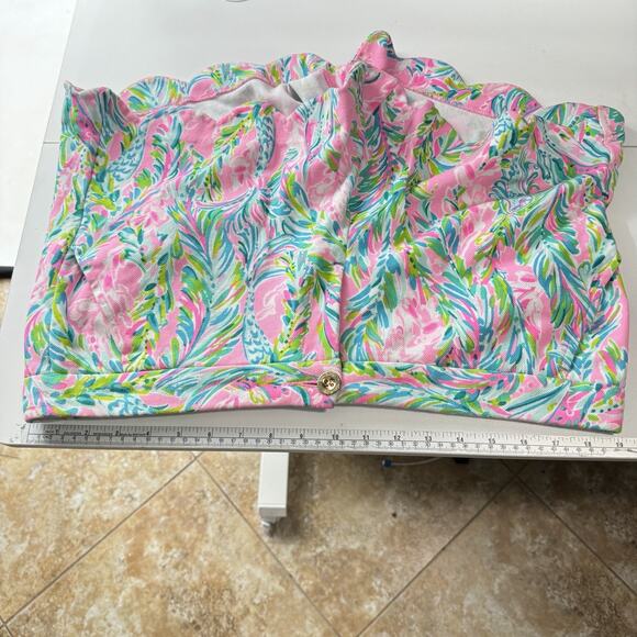 Lilly Pulitzer Buttercup Scallop Hem Shorts Sz 14 Pink Green Stretch Tropical - Picture 8 of 11